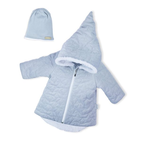 Zimný dojčenský kabátik s čiapočkou Nicol VELVET sivý