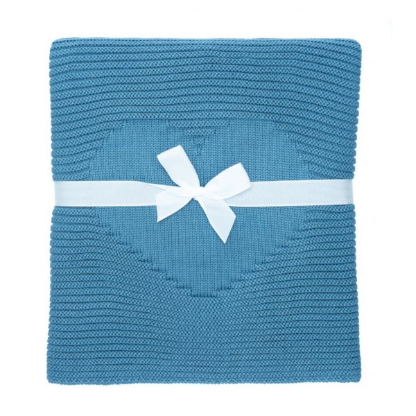 Detská pletená deka Love - oceľovo modrá